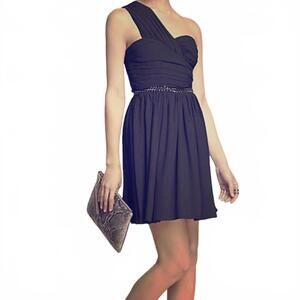 Express One Shoulder Ruched black Dress size 6 NWT